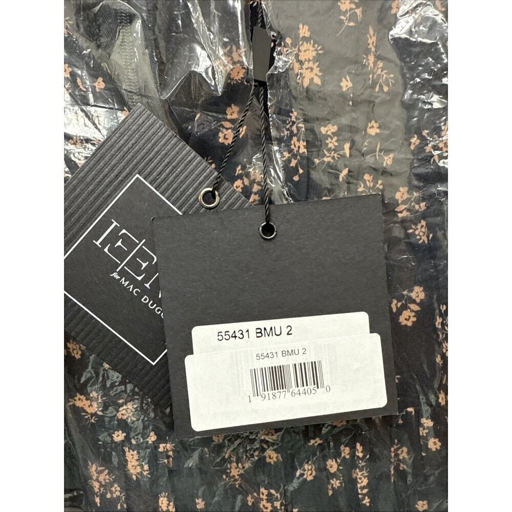 New Mac Duggal Size 2 Black Floral 55431 Peasant Maxi Dress Flowy Cottagecore - Picture 12 of 13
